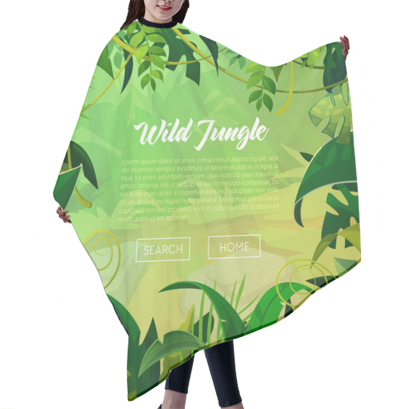 Personality  Jungle Banner Tropical Leaves Background. Palm Trees Poster. Vector Illustration Hair Cutting Cape