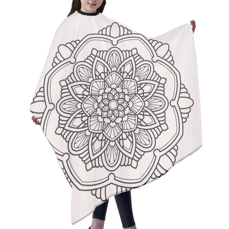 Personality  Hexagonal Mandala Blend Of Flowers With Ornaments. Suitable For Henna, Tattoos, Photos, Coloring Books. Islam, Hindu,Buddha, India, Pakistan, Chinese, Arab Hair Cutting Cape