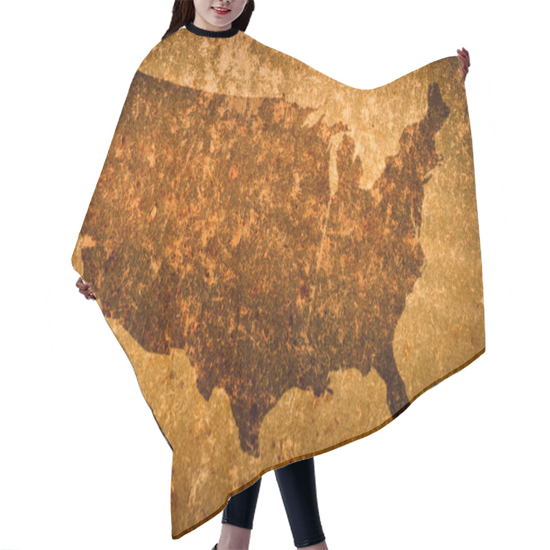 Personality  Old Grunge Map Of United States Of America Hair Cutting Cape