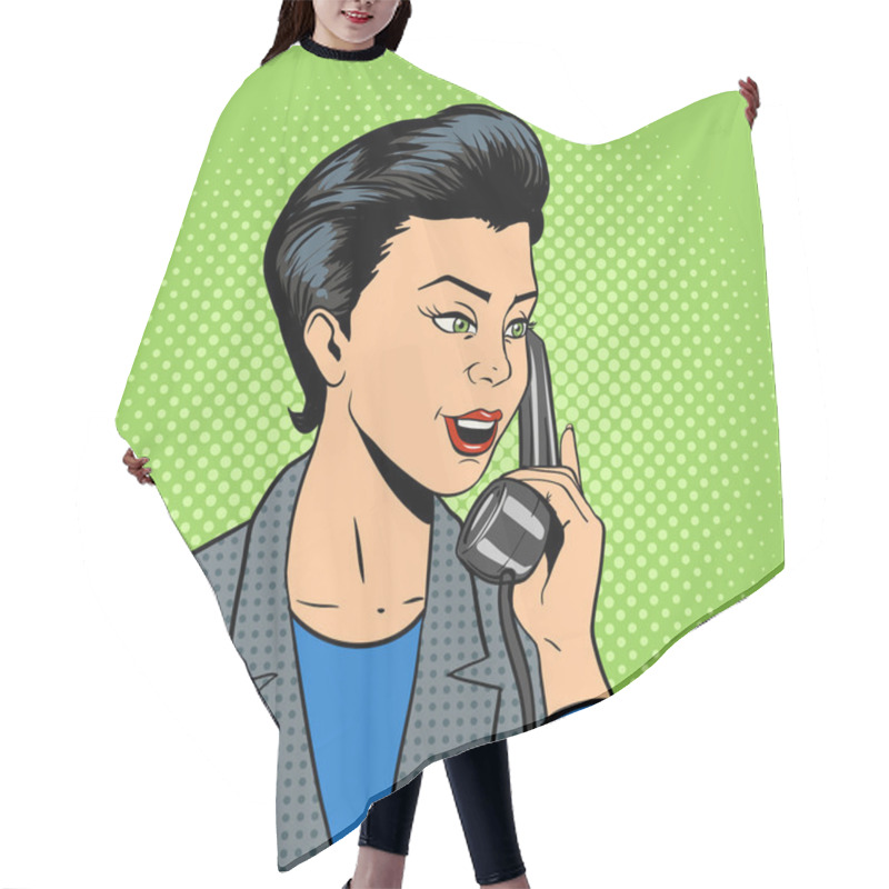 Personality  Business Woman With Phone Vector Hair Cutting Cape