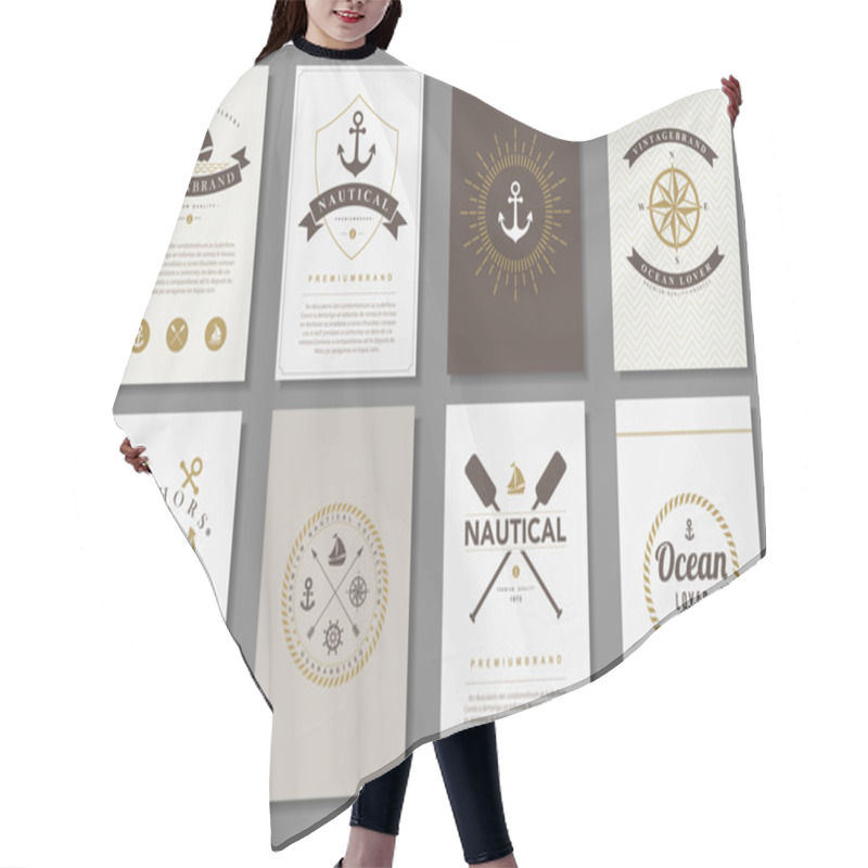 Personality  Set Of  Nautical Brochures Hair Cutting Cape