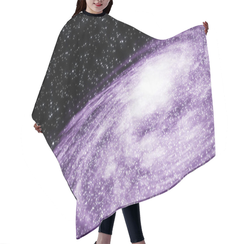 Personality  Cosmic Journey Through Universe, Mesmerizing Galaxy, Celestial Beauty. Space Exploration, Futuristic, Cosmic Visuals Concept. Hair Cutting Cape