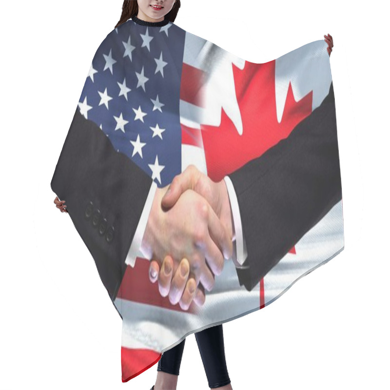 Personality  United States And Canada Handshake, International Friendship, Flag Background Hair Cutting Cape