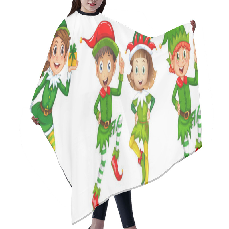 Personality  Christmas Elf In Green Costume Hair Cutting Cape