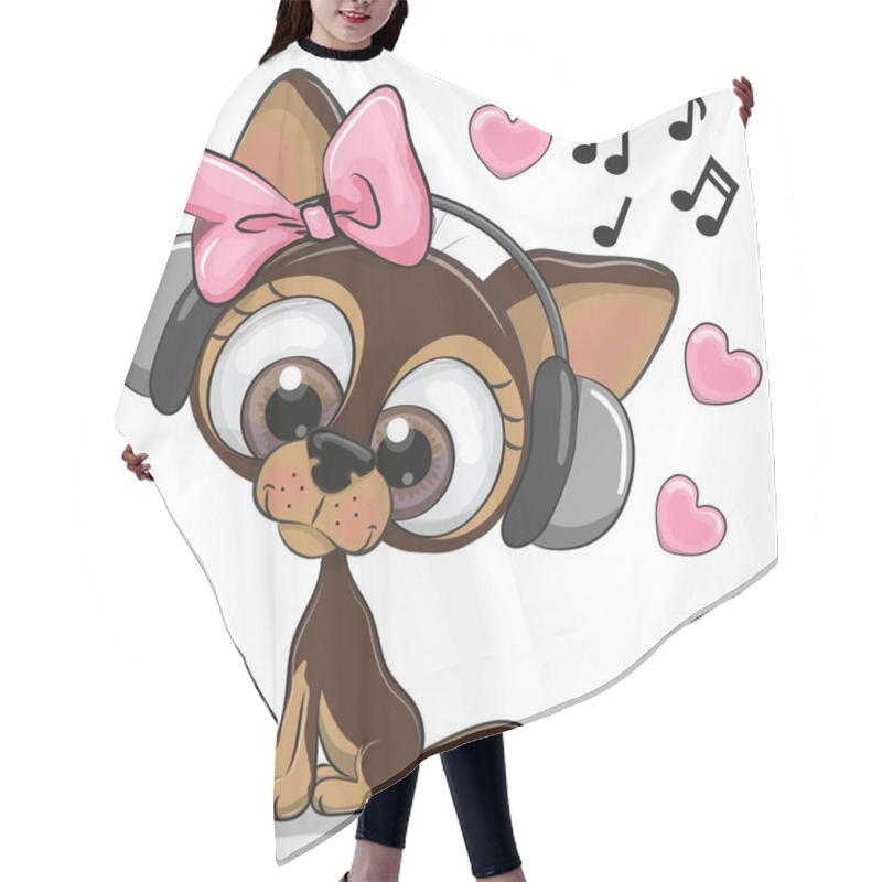 Personality  Cute Cartoon Dog With Headphones Hair Cutting Cape