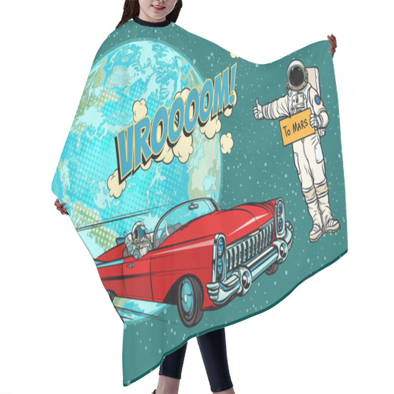 Personality  Hitchhiking Astronaut Waiting For The Electric Car In Space. Fli Hair Cutting Cape