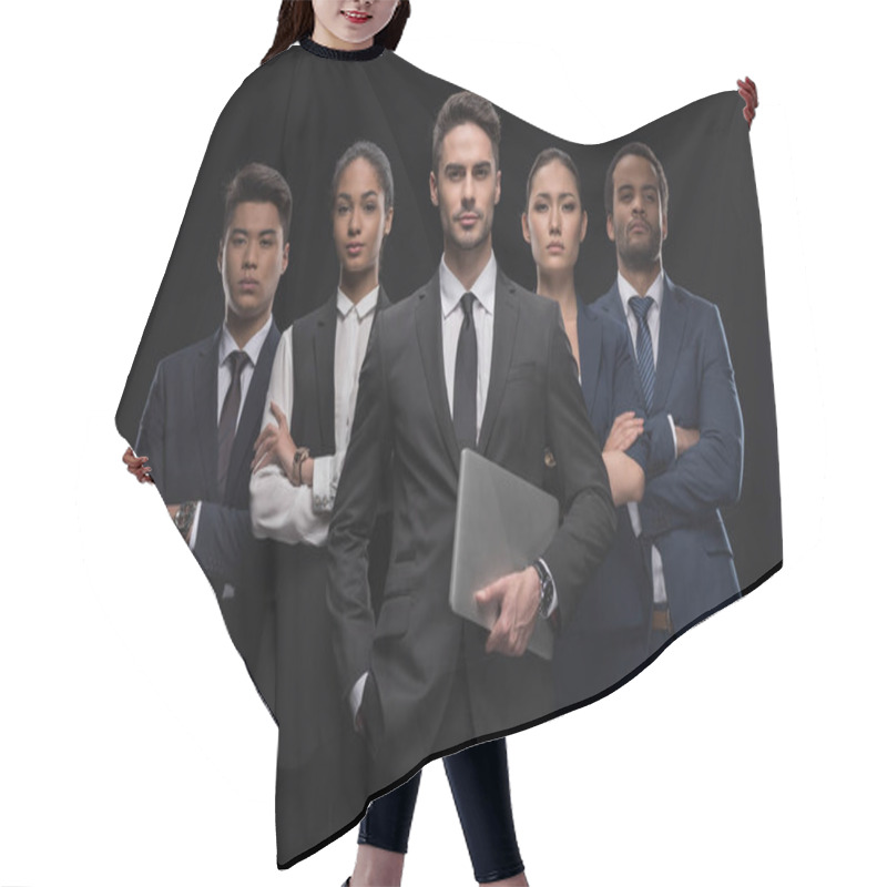 Personality  Group Of Confident Business People Hair Cutting Cape