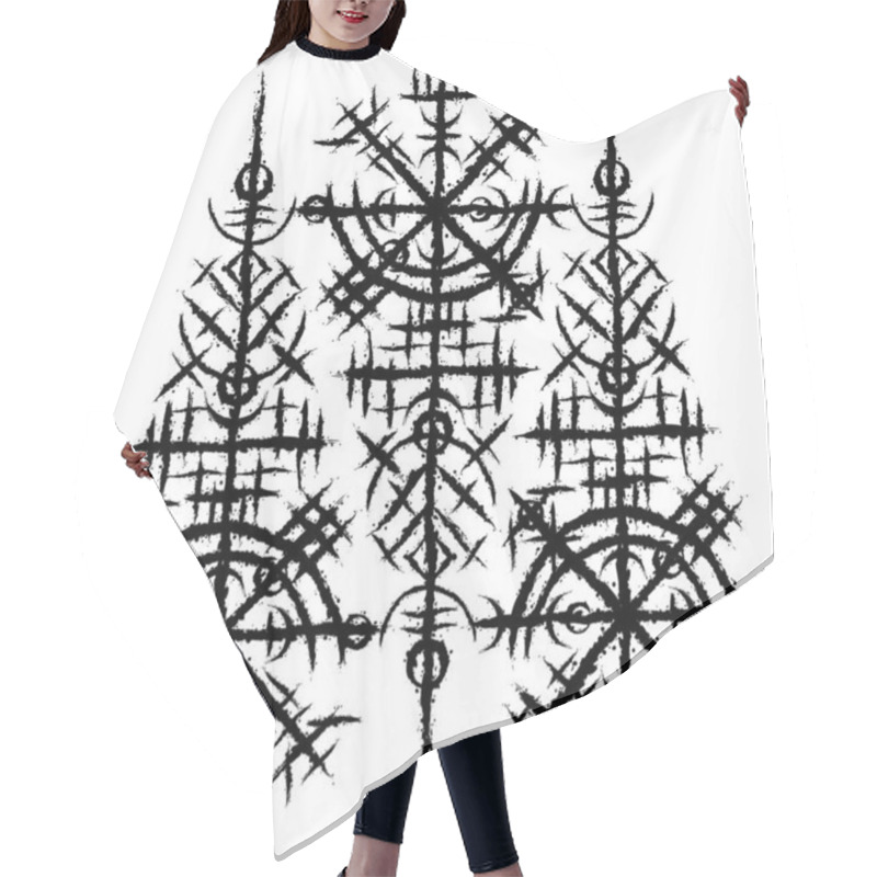 Personality  Scandinavian Viking Black Symbol Hair Cutting Cape