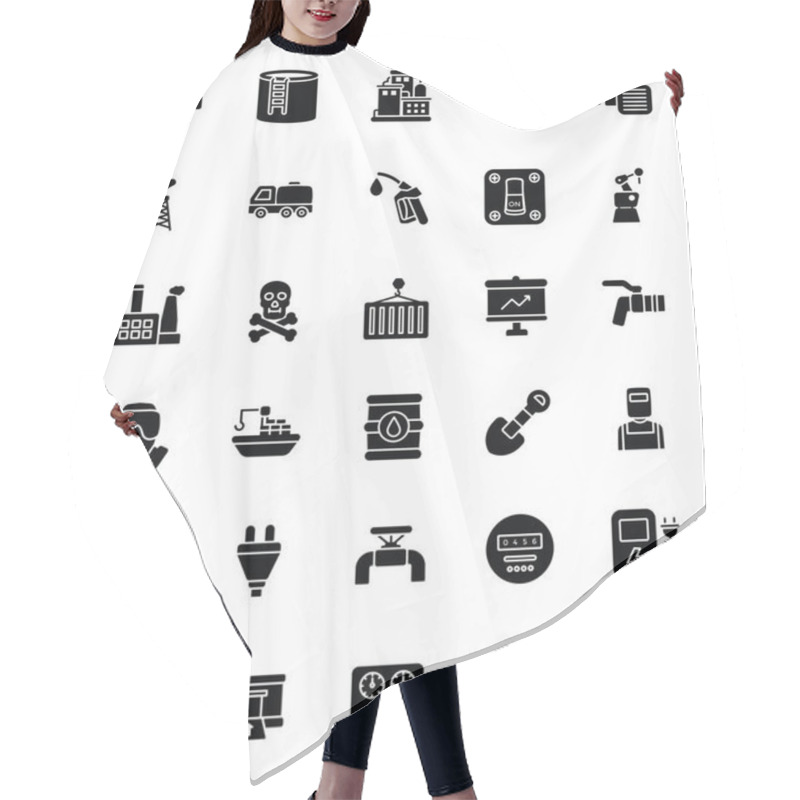 Personality  Industrial Glyph Vector Icons Collection  Hair Cutting Cape