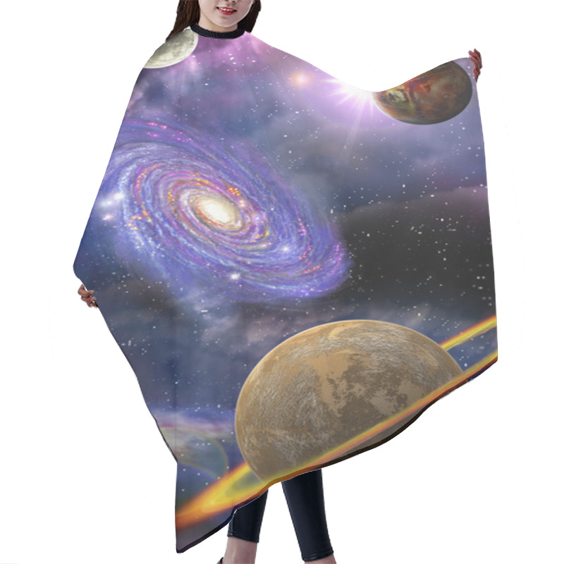 Personality  Galaxies And Planets In Space Hair Cutting Cape