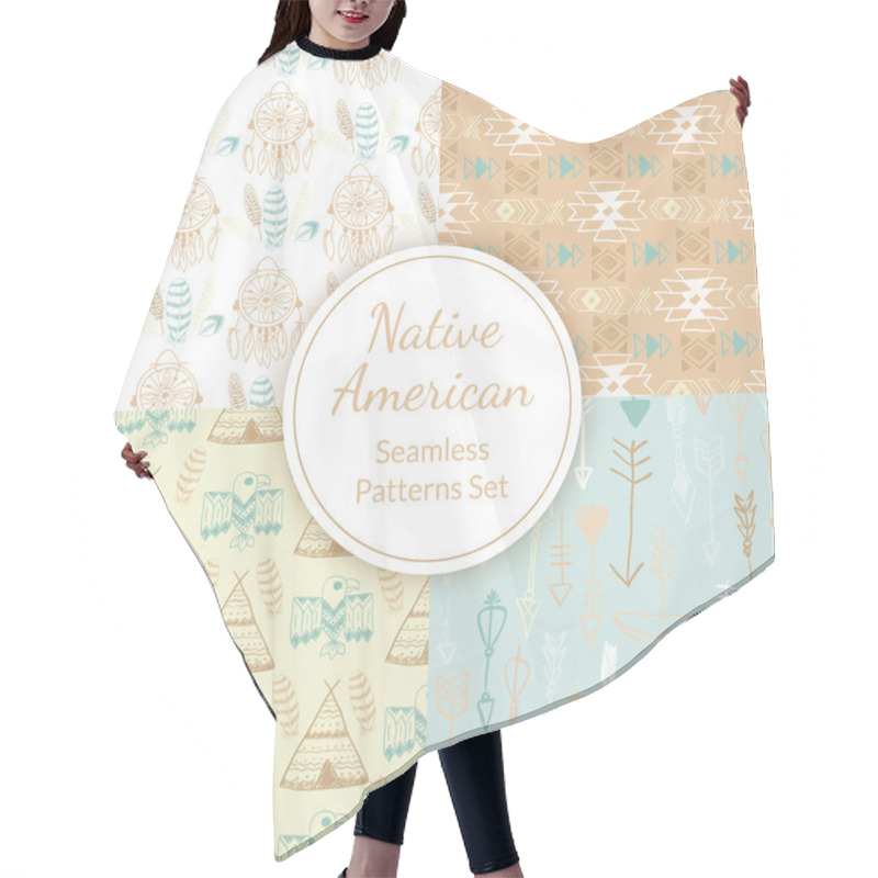 Personality  Native American Seamless Patterns Set Hair Cutting Cape