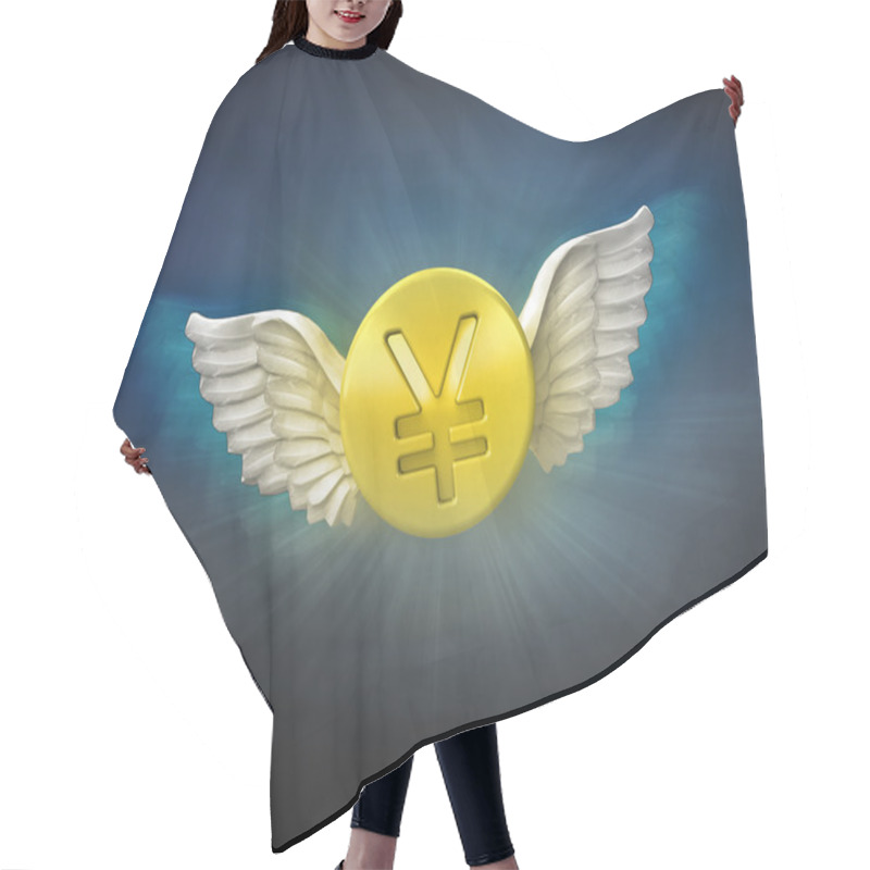 Personality  Golden Yuan Coin With Angelic Wings Hair Cutting Cape