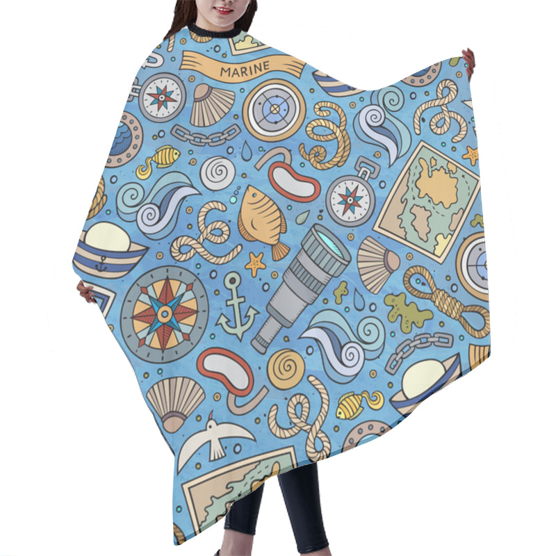 Personality  Cartoon Nautical Seamless Pattern Hair Cutting Cape