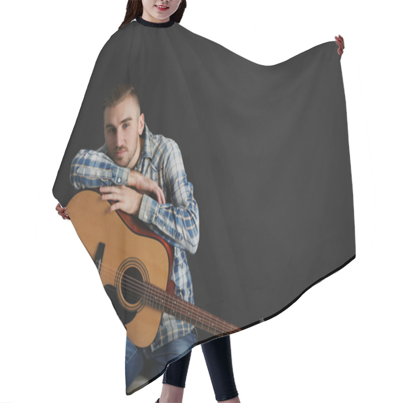 Personality  Young Man With Guitar Hair Cutting Cape