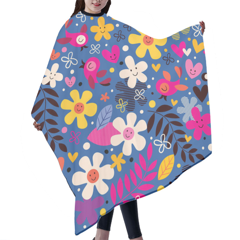 Personality  Flowers And Birds Pattern Hair Cutting Cape