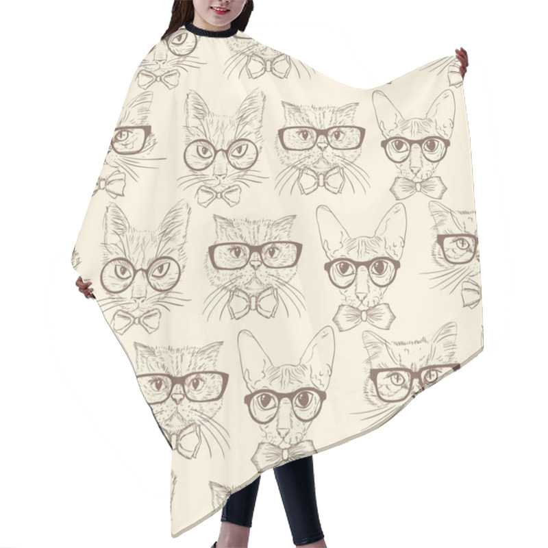 Personality  Cat Hipsters Seamless Pattern Hair Cutting Cape