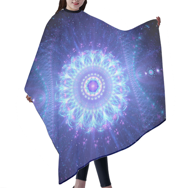 Personality  Blue Glowing Mandala With Bokeh Hair Cutting Cape