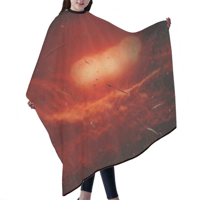 Personality  Abstract Vibrant Red And Orange Cosmic Background With Swirling Textures. Hair Cutting Cape