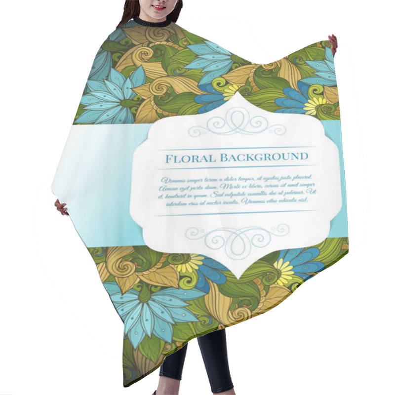 Personality  Floral Frame Template With Place For Text Hair Cutting Cape