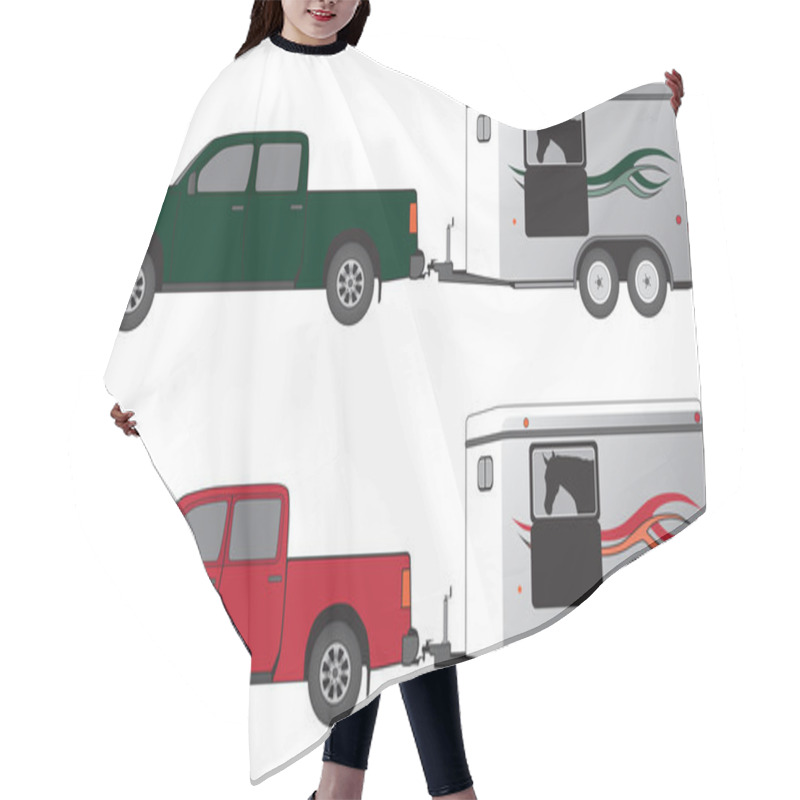 Personality  Pickup With Horse Trailer Hair Cutting Cape