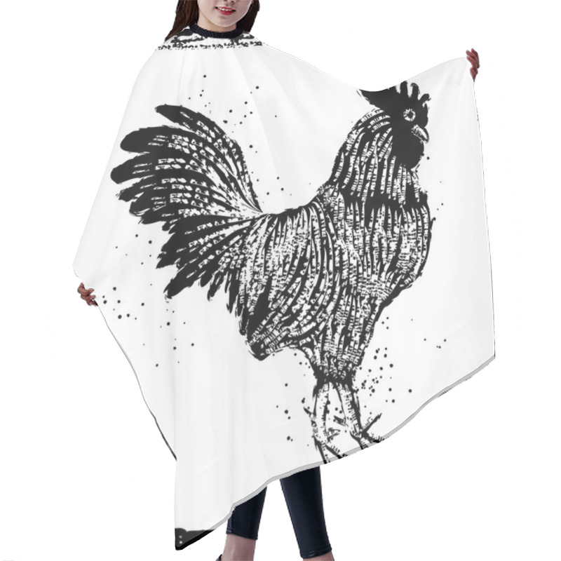 Personality  Black Rooster Painting Hair Cutting Cape