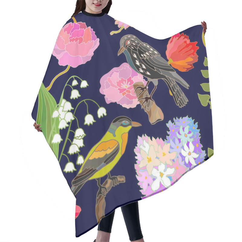 Personality  Japanese Garden. Seamless Oriental Pattern With Victorian Motifs.  Hair Cutting Cape