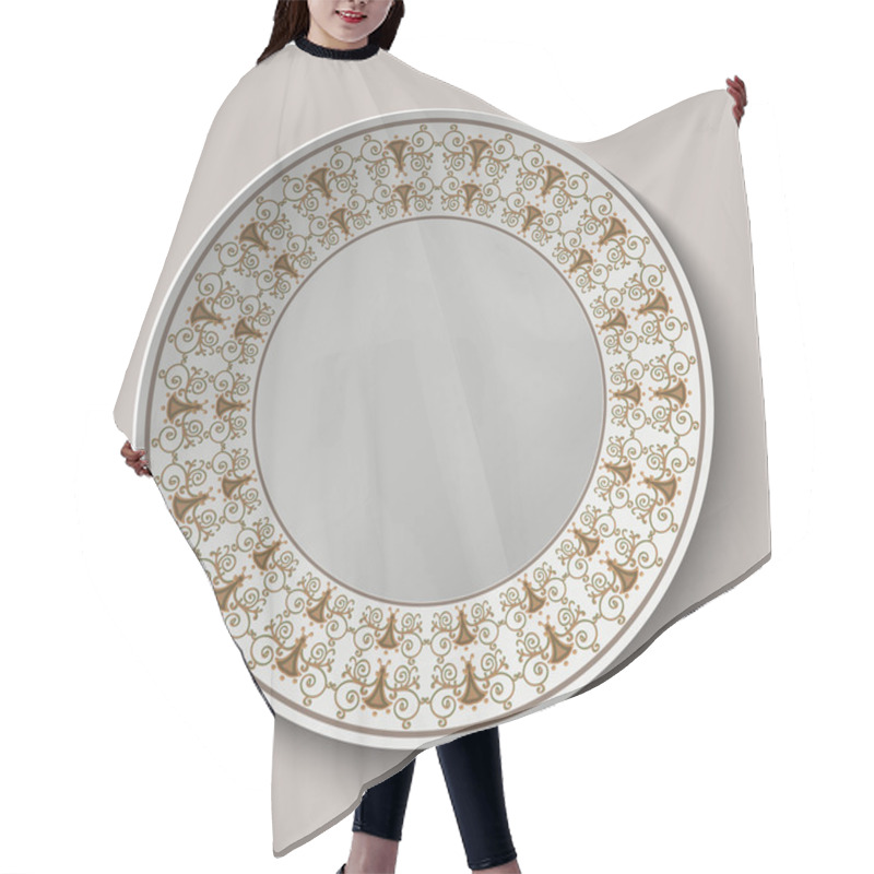 Personality  Plate With Ornament Stylized The Ancient Roman Pattern. Hair Cutting Cape