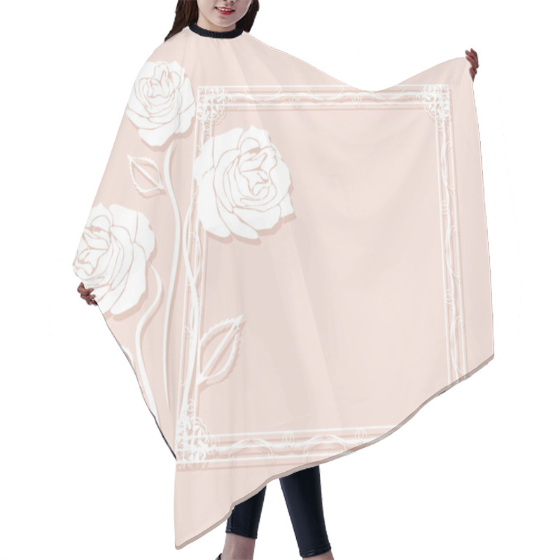 Personality  Ornamental Frame With Stylized Roses On The Pink Background Hair Cutting Cape