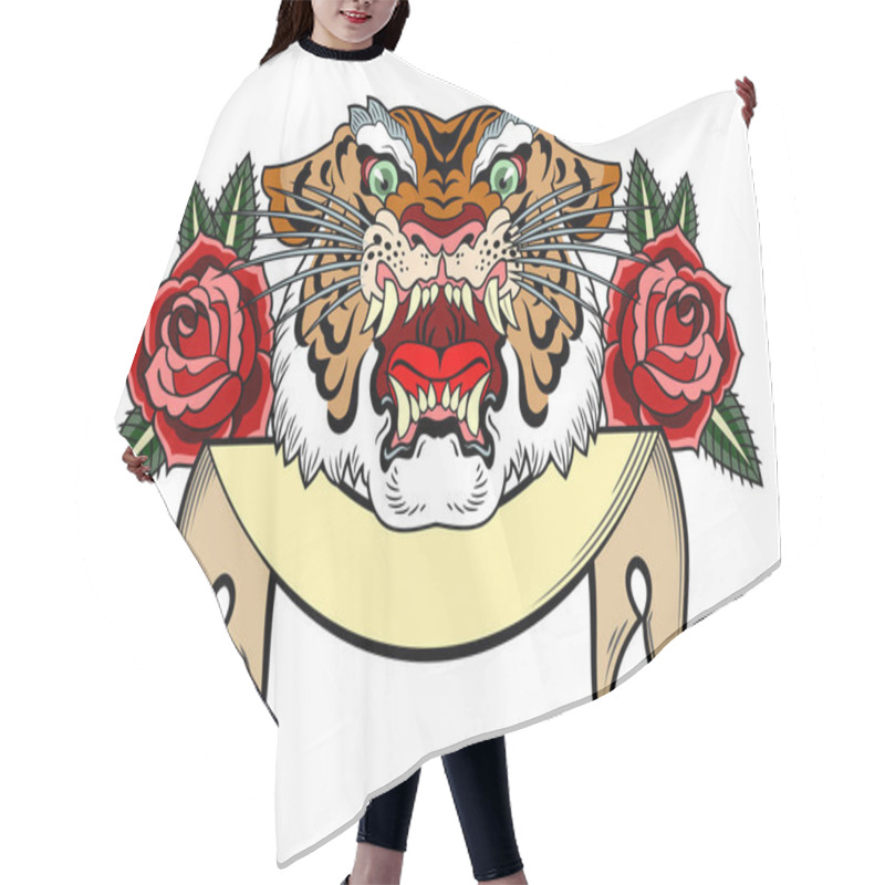 Personality  The Head Of A Maliciously Roaring Tiger Hair Cutting Cape