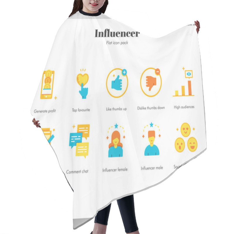 Personality  Influencer Icons Flat Pack Hair Cutting Cape