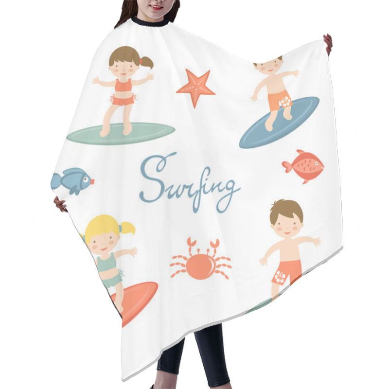 Personality  Cute Collection Of Surfing Kids Hair Cutting Cape