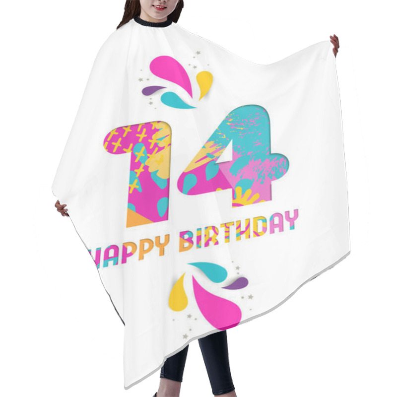 Personality  Happy Birthday 14 Year Paper Cut Greeting Card Hair Cutting Cape