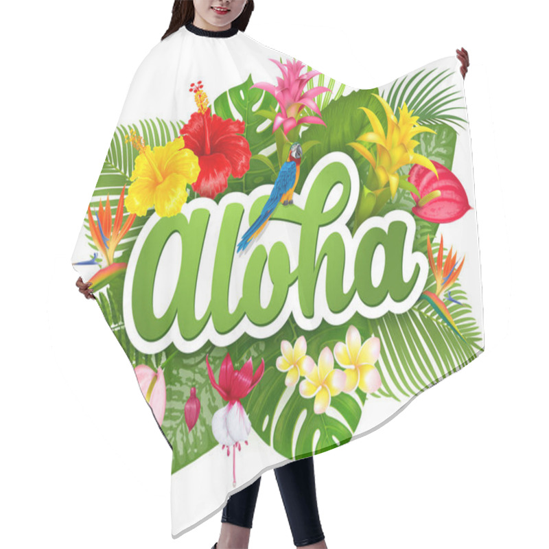 Personality  Aloha Hawaii Lettering And Tropical Plants Hair Cutting Cape