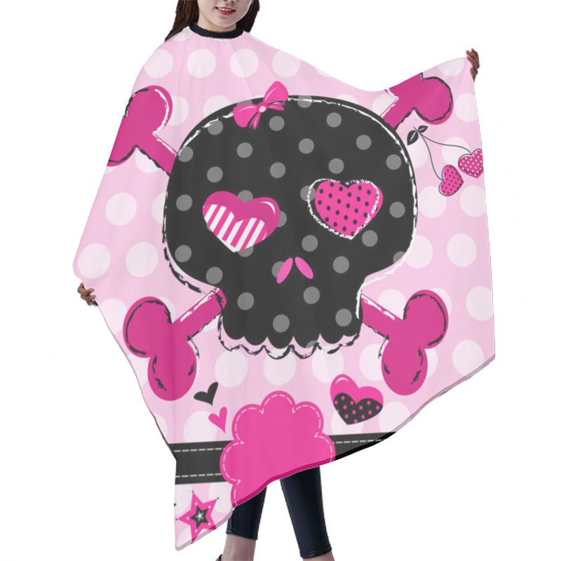 Personality  Cute Black And Red Skull Hair Cutting Cape