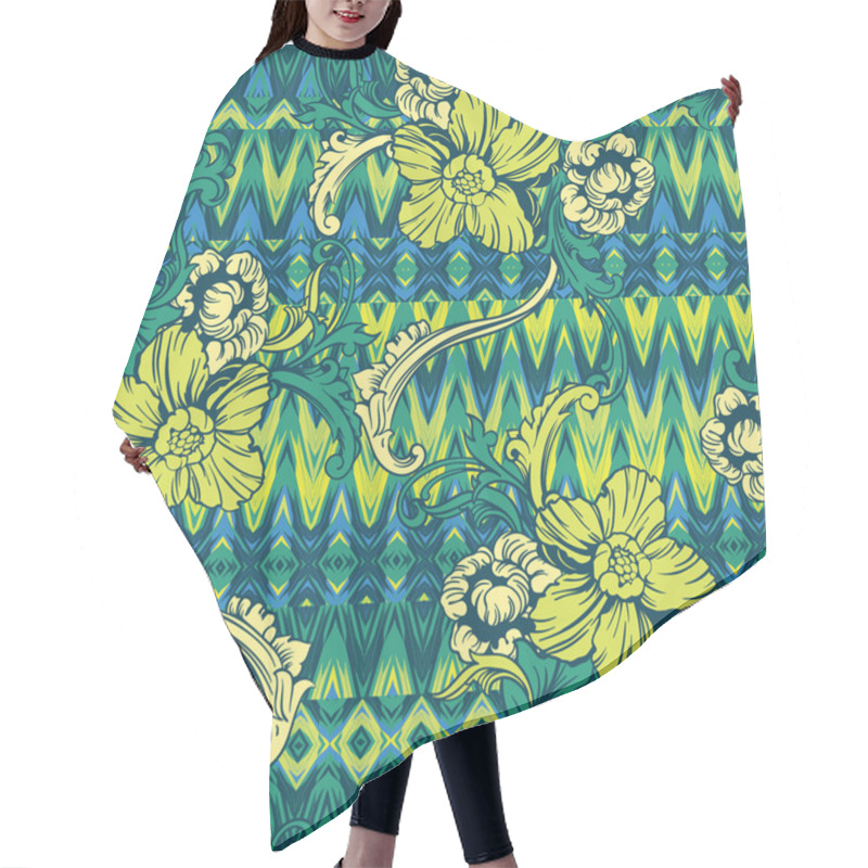 Personality  Eclectic Fabric Seamless Pattern. Hair Cutting Cape