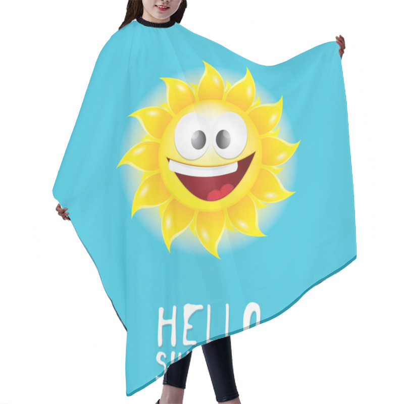 Personality  Hello Summer. Vector Summer Smiling Sun Hair Cutting Cape