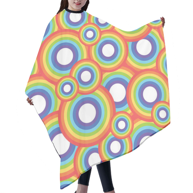 Personality  Rainbow Circle Vector Seamless Pattern Hair Cutting Cape