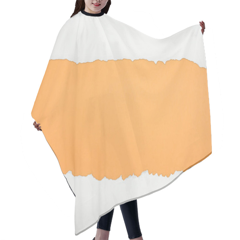 Personality  Ragged White Textured Paper With Copy Space On Orange Background  Hair Cutting Cape