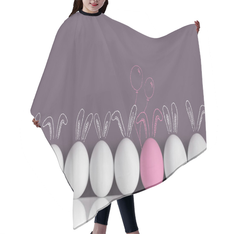 Personality  Pink Bunny Among White Rabbits As Easter Eggs Hair Cutting Cape