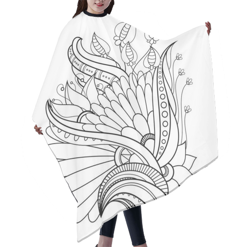 Personality  Vector Monochrome Background With Abstract Flowers Hair Cutting Cape