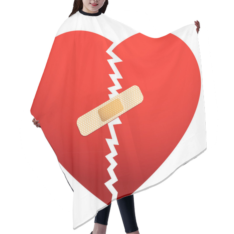 Personality  Broken Heart, Wounded Heart Red Hearts Band-aid Hair Cutting Cape