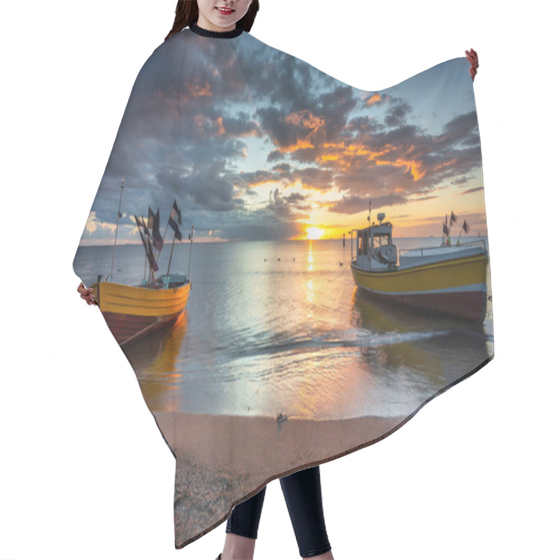 Personality  Beautiful Sunrise On The Beach Of Baltic Sea In Sopot, Poland Hair Cutting Cape