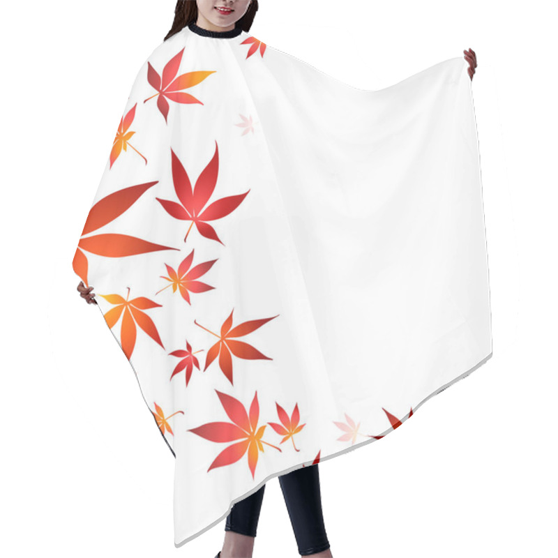 Personality  Red Maple Tree Leaves Vector Illustration. Border Of Autumn Japanese Maple Tree Leaves On White Background. Eps 10 Vector Illustration. Hair Cutting Cape