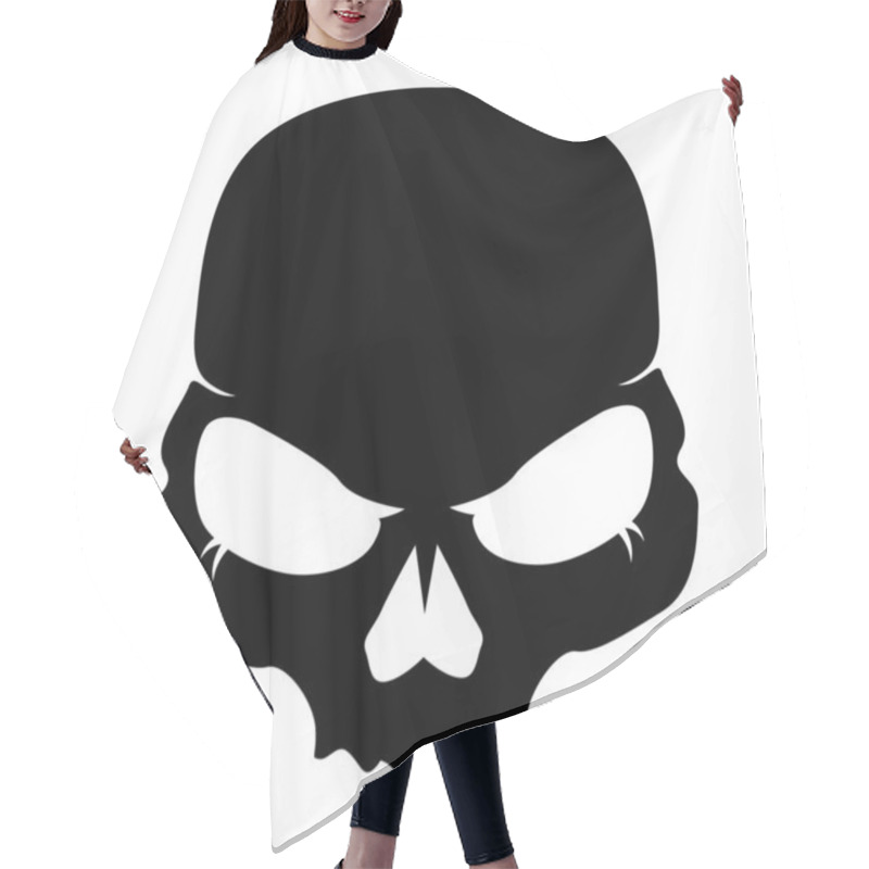 Personality  The Skull Icon. Black Silhouette Of A Human Skull. Vector Illustration Isolated On A White Background For Design And Web. Hair Cutting Cape