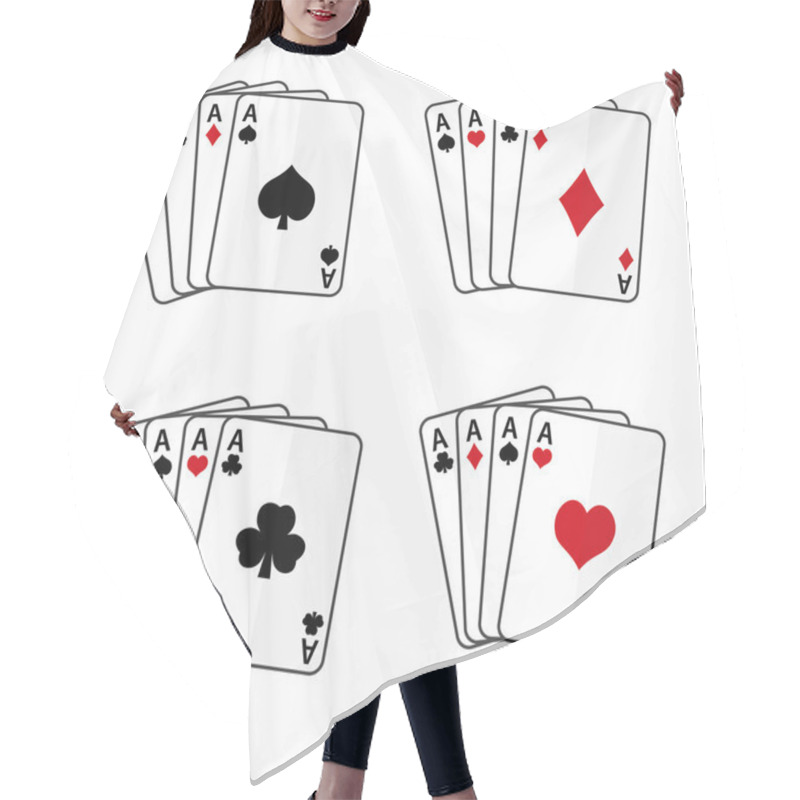 Personality  Sets Of Playing Cards With Four Aces Eps10 Hair Cutting Cape