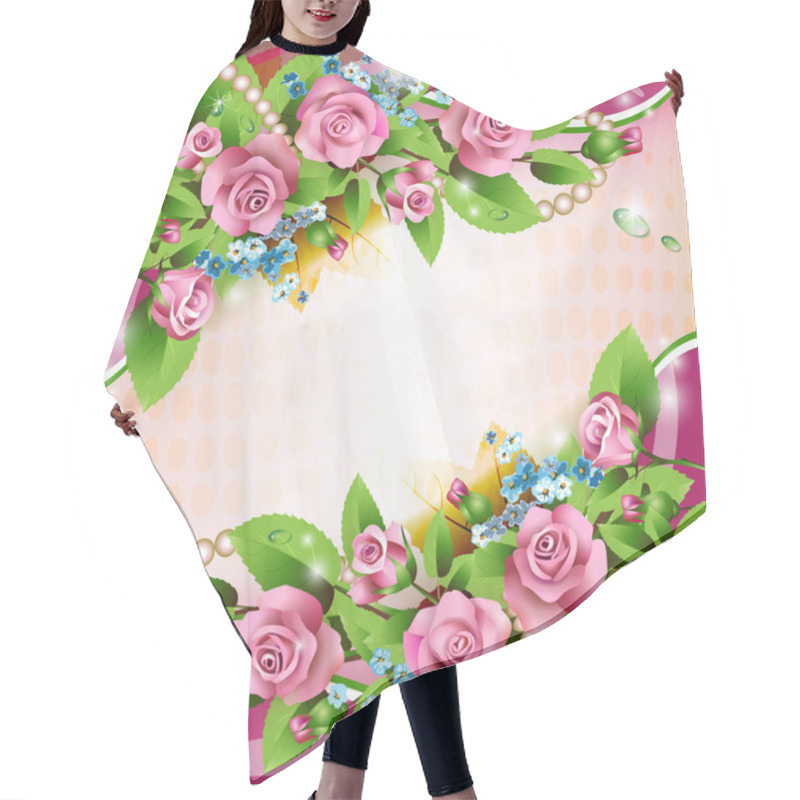 Personality  Beautiful Background With Pink Roses Hair Cutting Cape