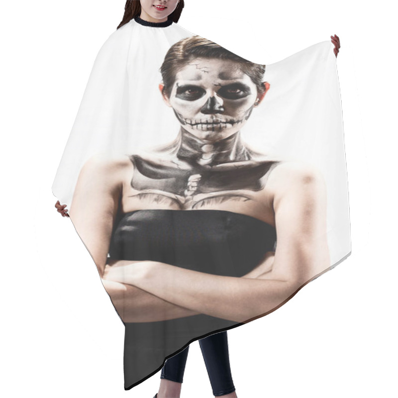 Personality  Women Painted As Skeleton - Halloween Theme. Hair Cutting Cape