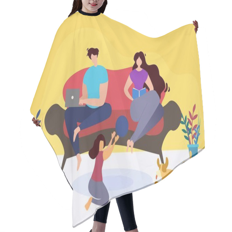 Personality  Rest And Relax At Home Thematic Family Cartoon Hair Cutting Cape