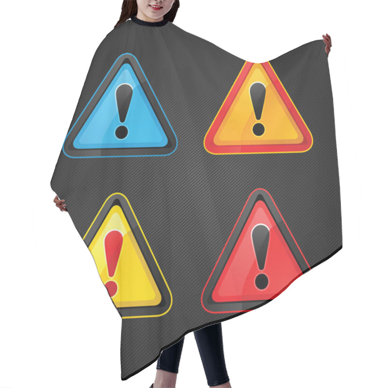 Personality  Set Hazard Warning Attention Sign On A Metal Surface Hair Cutting Cape