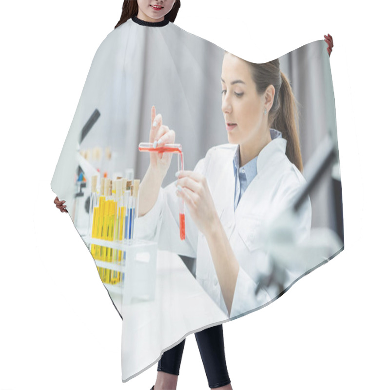 Personality  Female Scientist In Lab Hair Cutting Cape